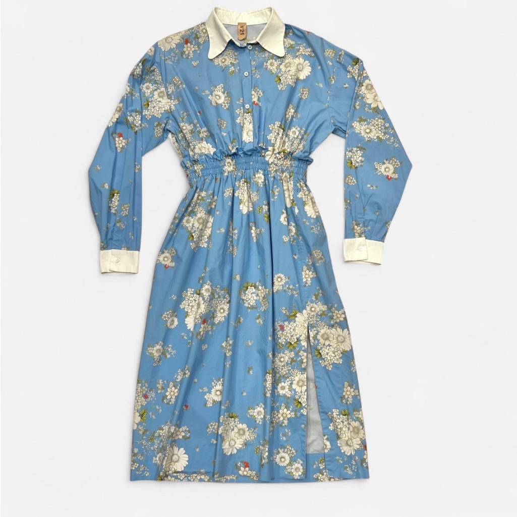 No 21 Floral Long Sleeve Cottagecore Praire Dress Midi Length Size Xs Fantasia
